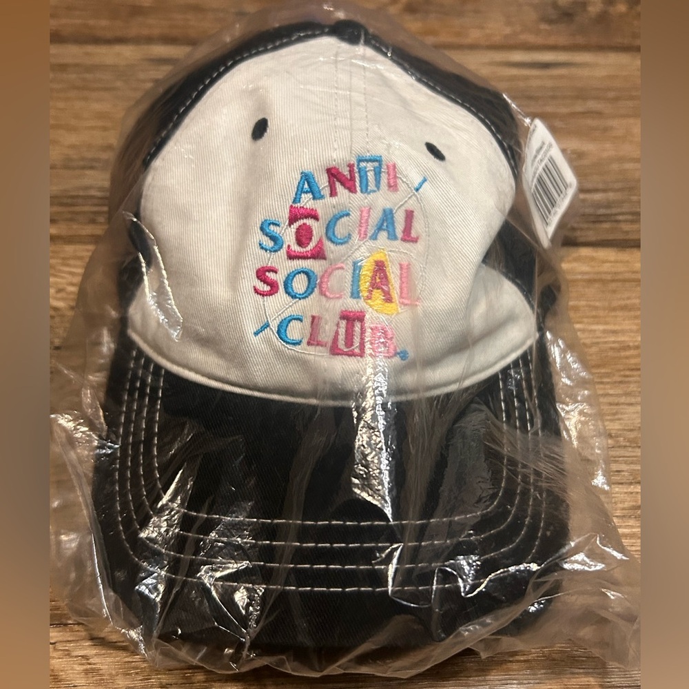 🔴NWT! Anti Social Social Club Two-Tone unisex Cap - White Crown, Black Visor